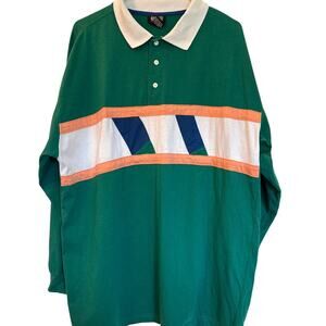 Mens 90's Vintage Long Sleeve Rugby/Polo Shirt Miami Dolphins Colors  L